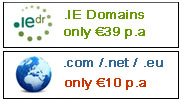 .ie domains only 39 euro, .com domains only 10 euro